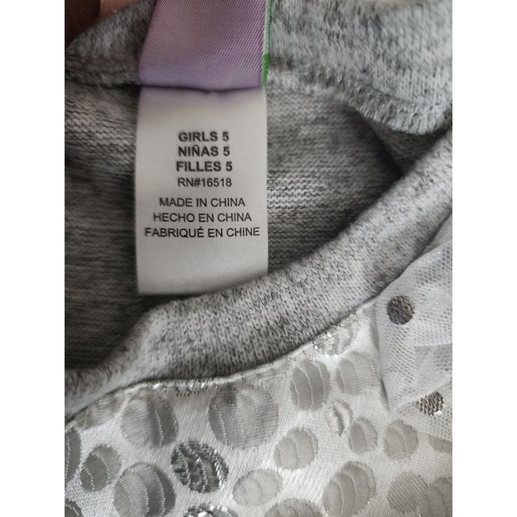 Dollie And Me Girls Gray White Metallic Polka Dot Long Sleeve Knit Dress Size 5 - Picture 14 of 16